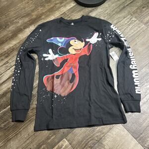 Sorcerer Mickey Mouse Back to Front Long Sleeve T-shirt for Adults - Fantasia XS